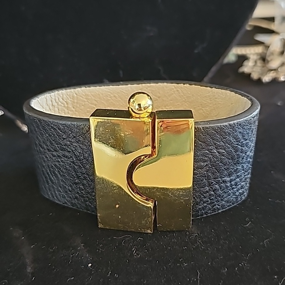 Wide Black Jigsaw Cuff